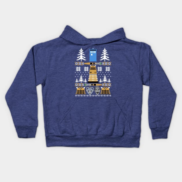 Doctor Who Ugly Sweater Kids Hoodie by APSketches
